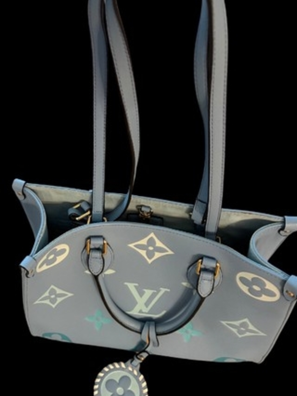 Blue Tote with Pastel Monogram Accents - Picture 2 of 5